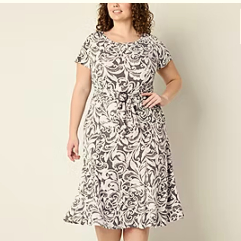 Perceptions NY Brown Paisley Stretchy Dress Sz L